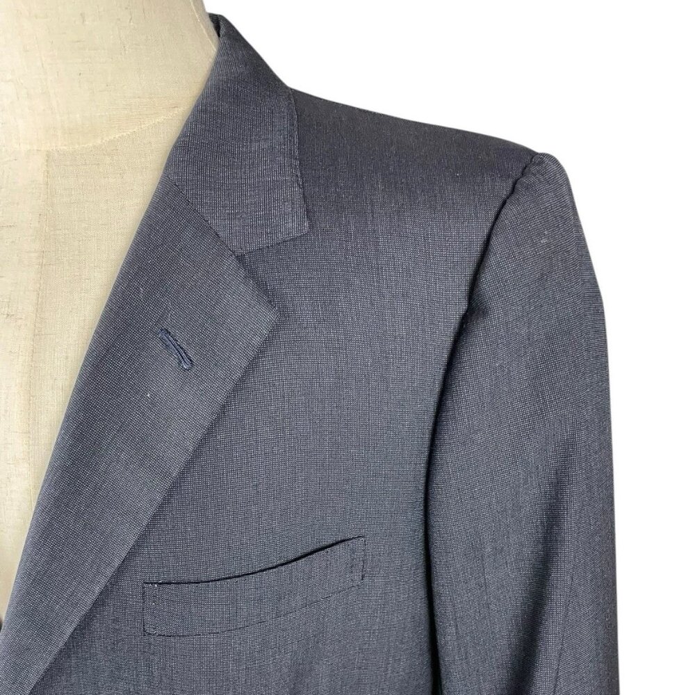 Norton & Sons Savile Row London BESPOKE Blazer 40R Navy Blue 2 BF Single Vent - Picture 11 of 14